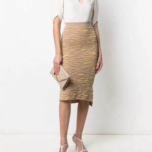 Stella McCartney - Tan and Yellow Tiger Jacquard Wool Skirt - NWT